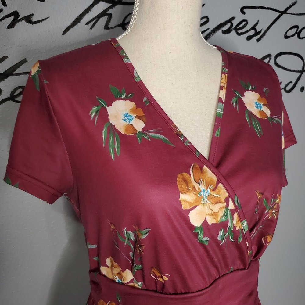 Ouges Short Sleeve V-Neck Floral Short Party Dres… - image 4